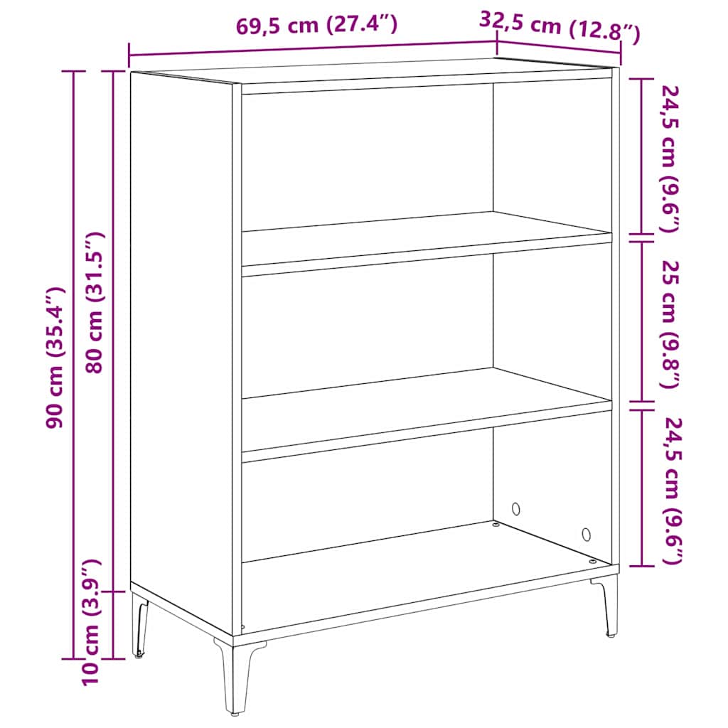 vidaXL Sideboard Altholz 69,5 x 32,5 x 90 cm Holzwerkstoff