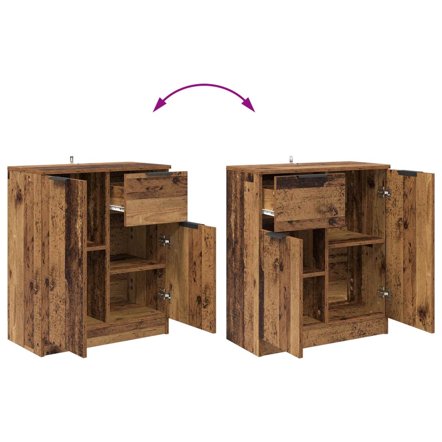 vidaXL Sideboard mit Schubladen Altholz 60 x 30 x 70 cm Holzwerkstoff
