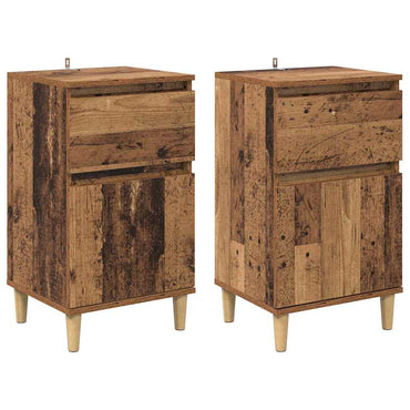vidaXL Nachttisch 2 pcs Altholz 40 x 35 x 70 cm Holzwerkstoff