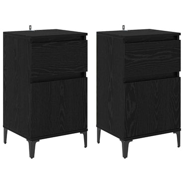 vidaXL Nachttisch 2 pcs Schwarz Eichen-Optik 40 x 35 x 70 cm