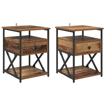 vidaXL Nachttisch 2 pcs Altholz 40 x 42 x 55 cm Holzwerkstoff