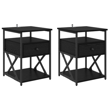 vidaXL Nachttisch 2 pcs Schwarz Eichen-Optik 40 x 42 x 55 cm