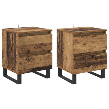 vidaXL Table de chevet 2 pcs bois de récupération 40 x 35 x 50 cm bois d'ingénierie