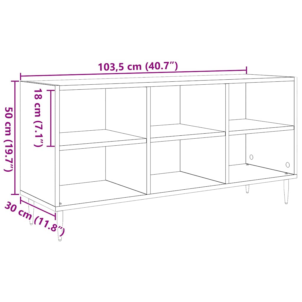 vidaXL TV-Schränk Altholz 103,5 x 30 x 50 cm Holzwerkstoff
