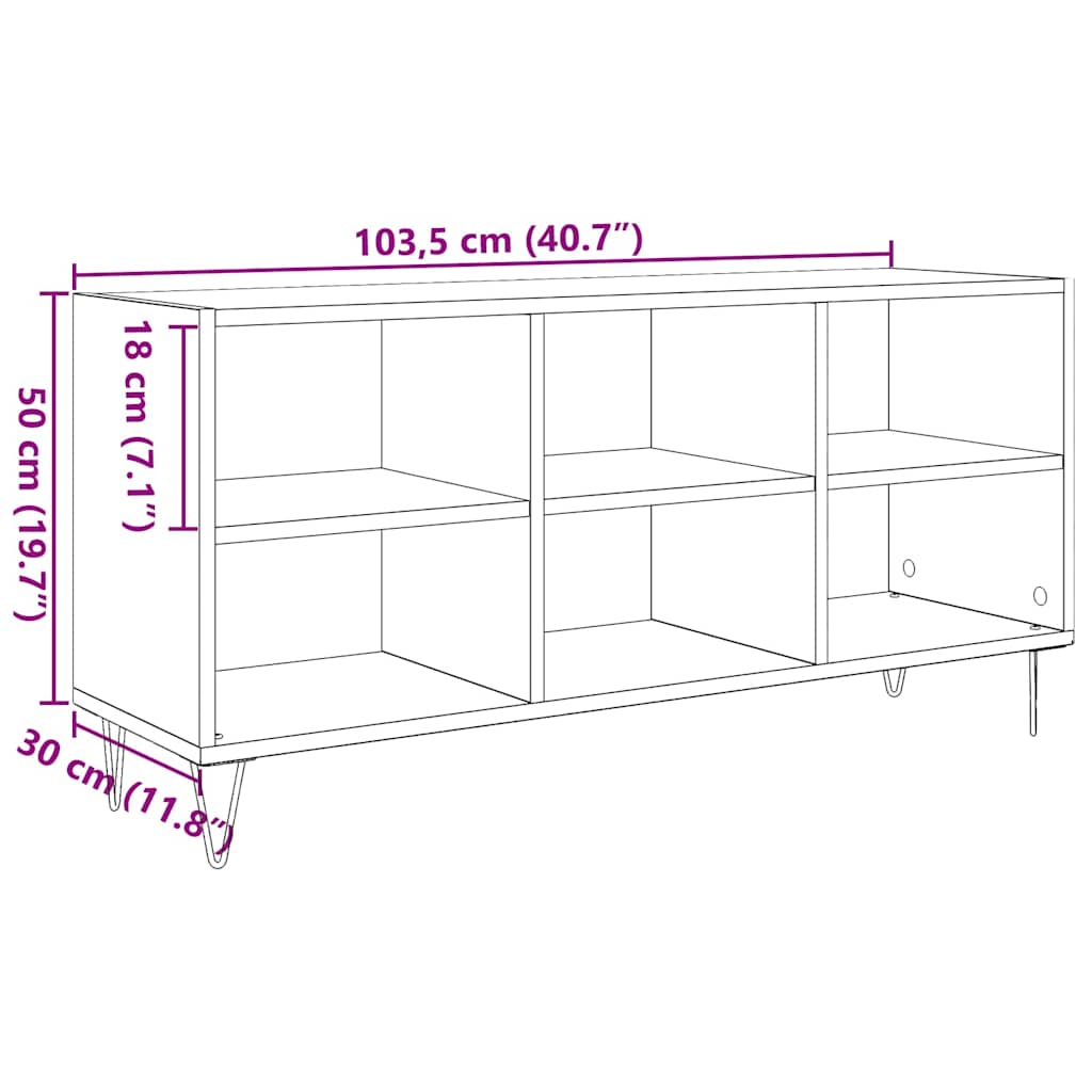 vidaXL TV-Schränk Artisan-Eiche 103,5 x 30 x 50 cm Holzwerkstoff