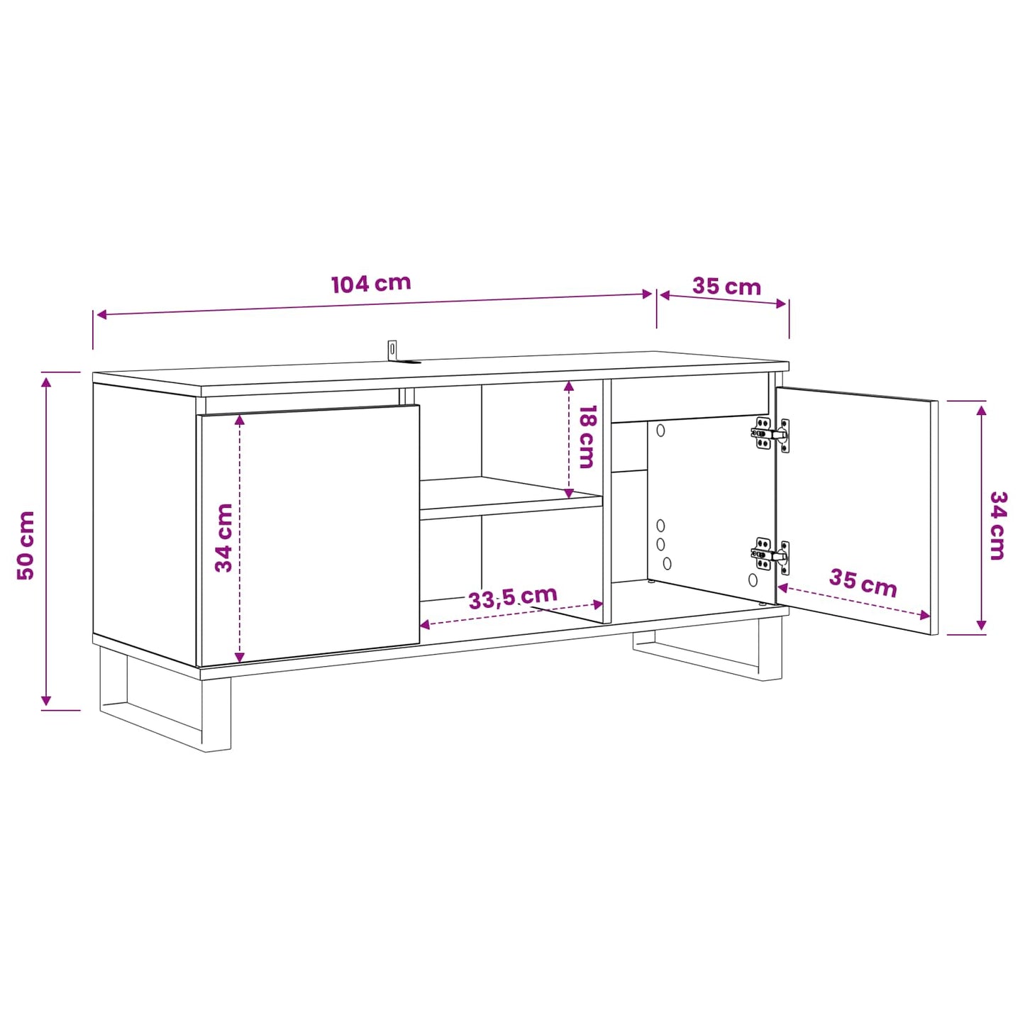 vidaXL TV-Schränk Artisan-Eiche 104 x 35 x 50 cm Holzwerkstoff