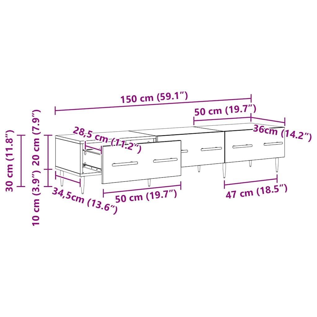 vidaXL TV-Schränk Artisan-Eiche 150 x 36 x 30 cm Holzwerkstoff