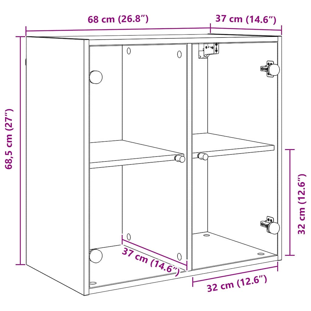 vidaXL Wandschrank Wandmontiert Schwarz Eichen-Optik 68 x 37 x 68,5 cm