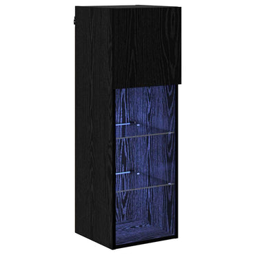 vidaXL Meuble TV mural noir aspect chêne en bois d'ingénierie
