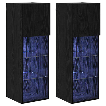 vidaXL Meubles TV muraux 2 pcs Noir aspect chêne