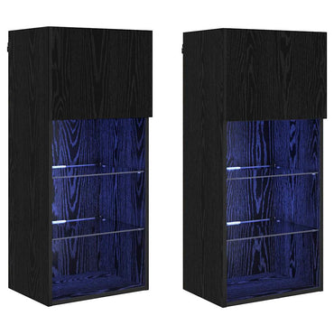 vidaXL Wandmontierte TV-Schränke 2 pcs Schwarz Eichen-Optik