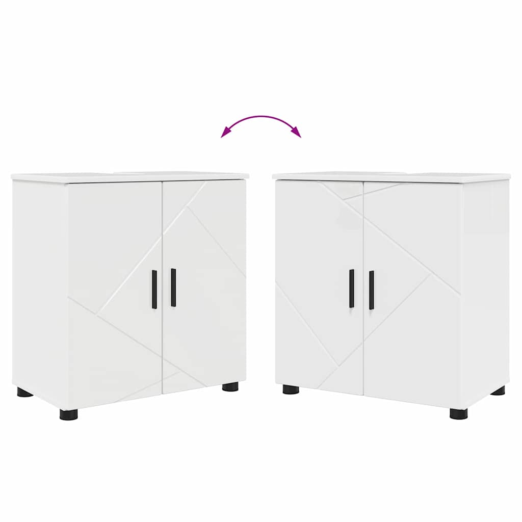 vidaXL Badezimmerschrank mit Speicher Hochglanz Weiß 61 x 35 x 64 cm