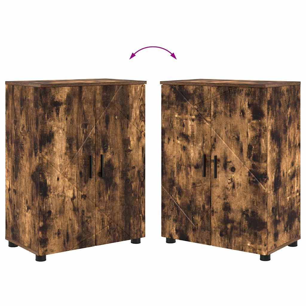 vidaXL Badezimmerschrank mit Tür Geräucherte Eiche 60 x 35 x 80 cm