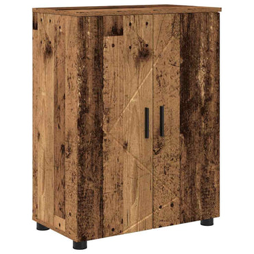 vidaXL Badezimmerschrank mit Speicher mit Tür Altholz 60 x 35 x 80 cm