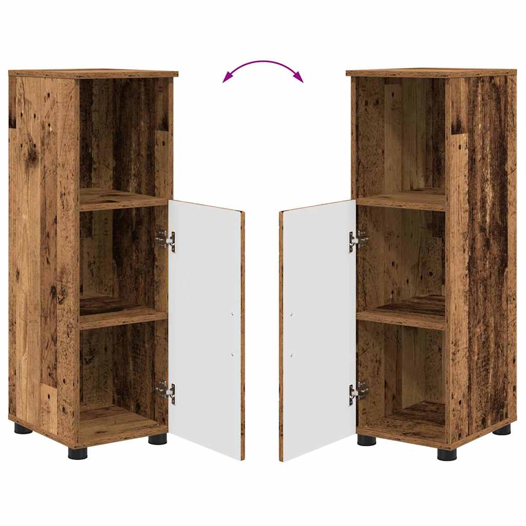 vidaXL Badezimmerschrank mit Speicher mit Tür Altholz 30 x 35 x 95 cm