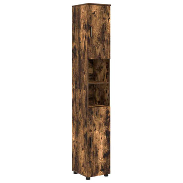 vidaXL Badezimmerschrank mit Tür Geräucherte Eiche 30 x 35 x 192 cm