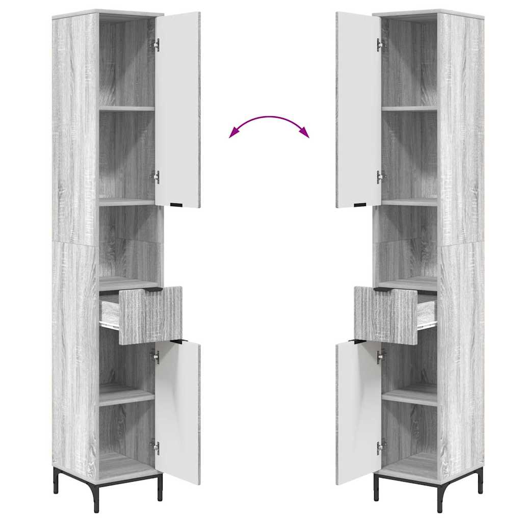 vidaXL Badezimmerschrank mit Speicher Graues Sonoma 31,5 x 33 x 190 cm