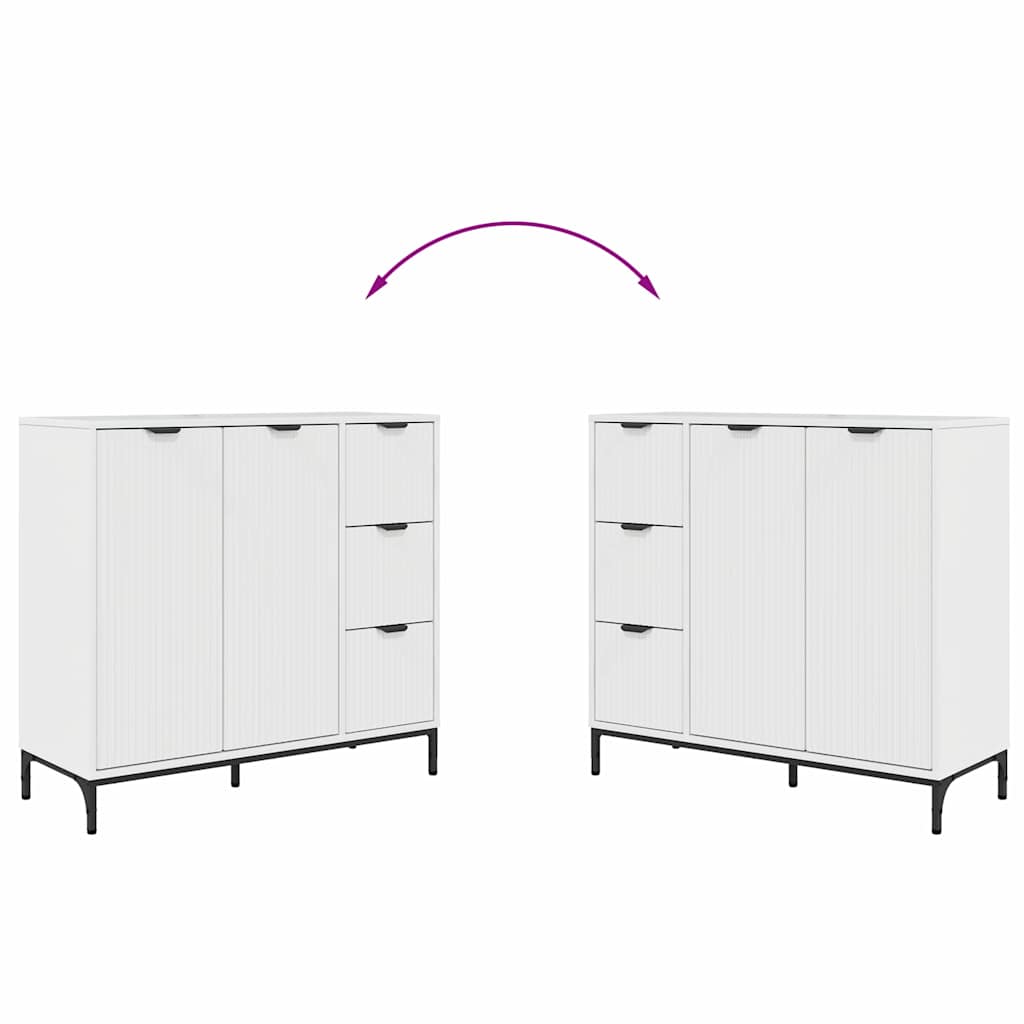 vidaXL Sideboard Hochglanz Weiß 89,5 x 33 x 82 cm Holzwerkstoff