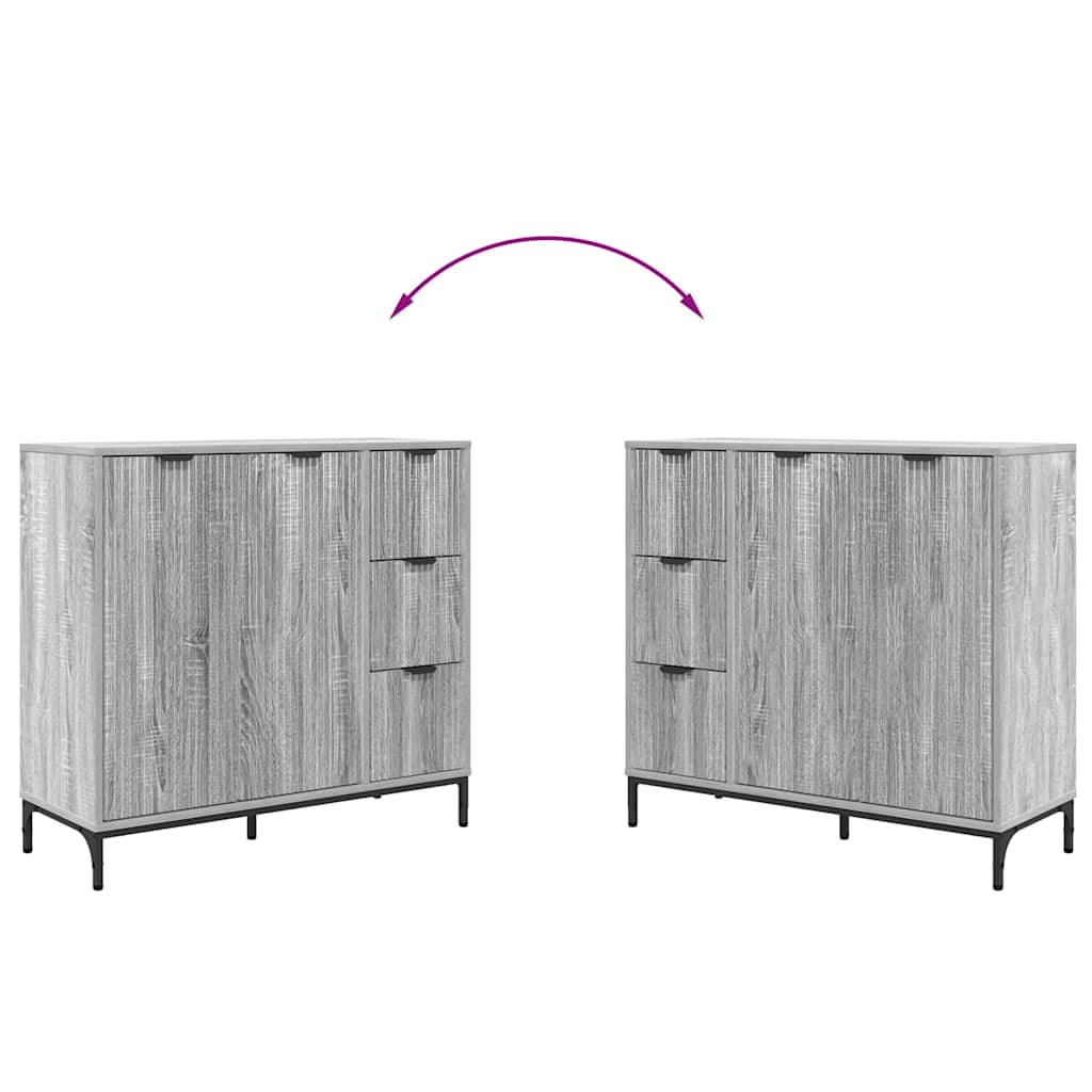 vidaXL Buffet gris chêne Sonoma 89,5 x 33 x 82 cm en bois d'ingénierie