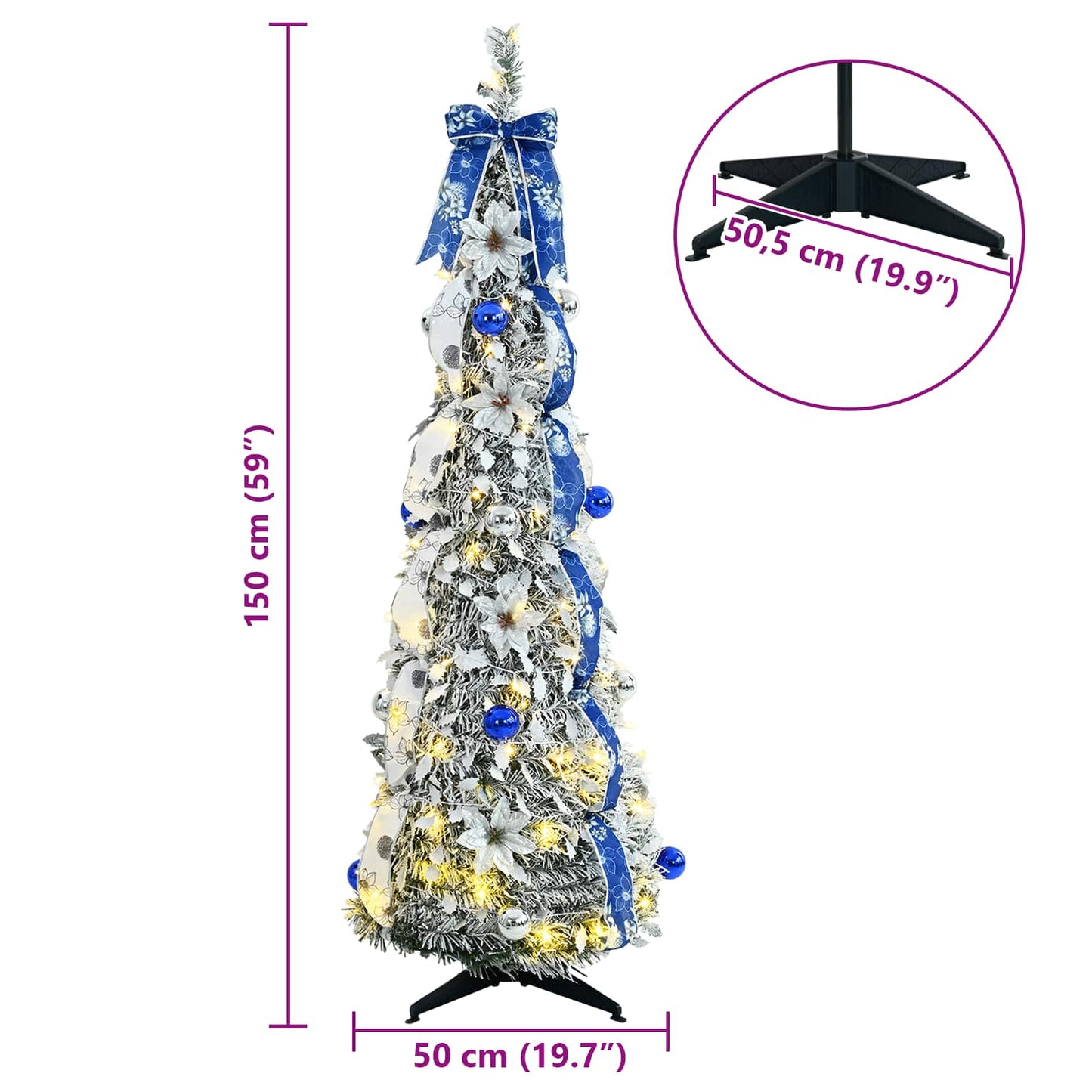 vidaXL Künstlicher Weihnachtsbaum mit 100 LEDs Weiß 150 cm PVC
