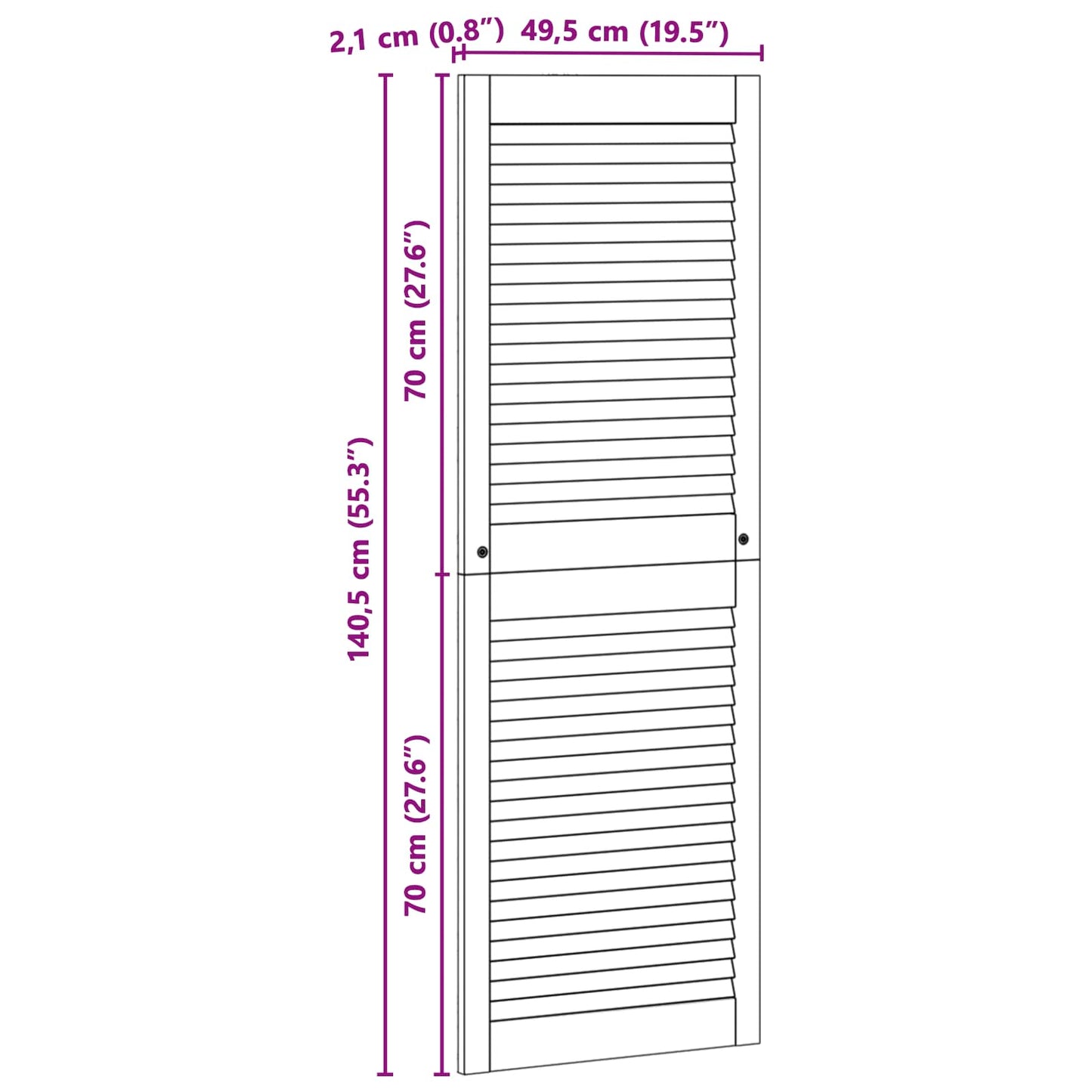 vidaXL Schranktür 4 pcs Natur 140.5 x 2 x 59.5 cm Massives Kiefernholz