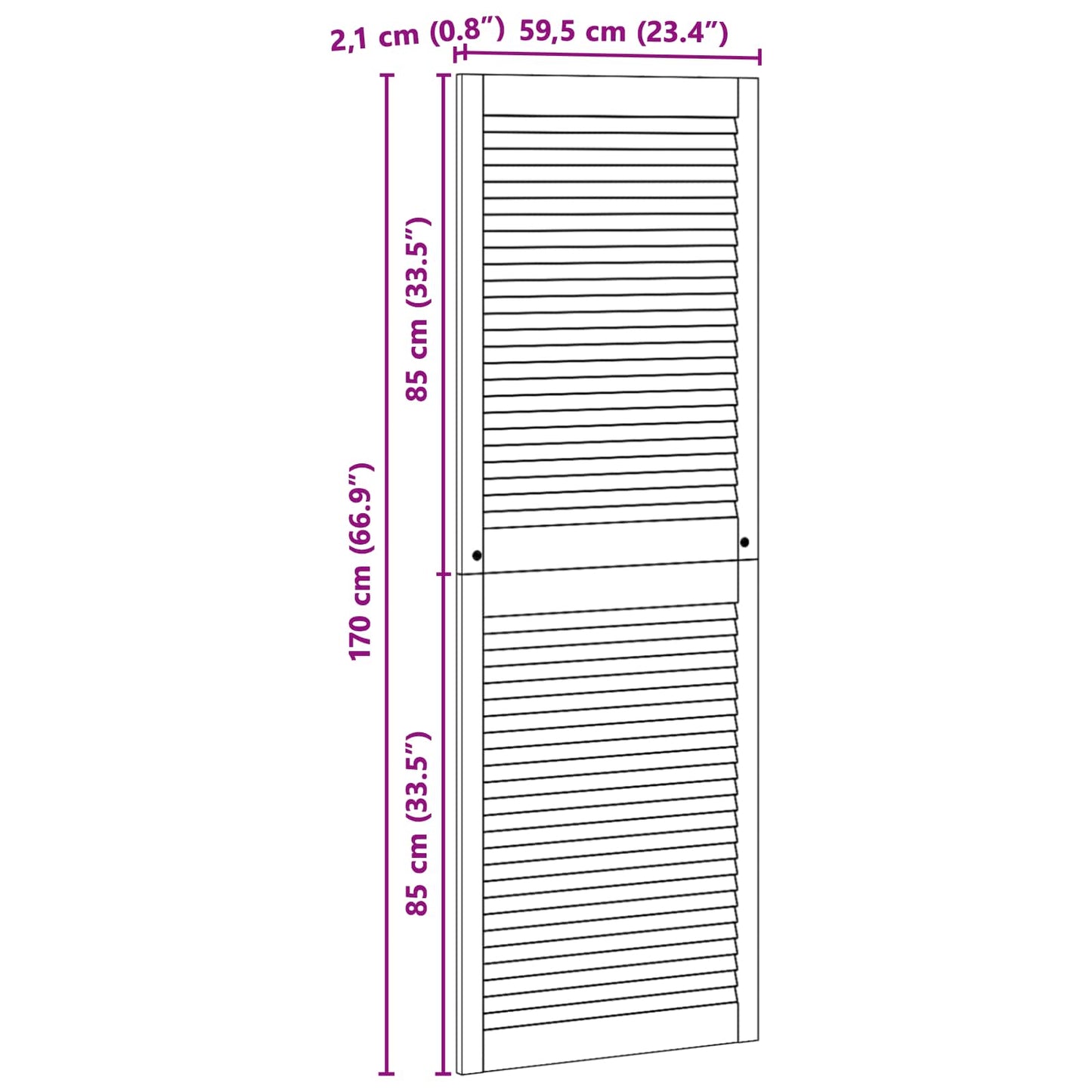 vidaXL Schranktür 4 pcs Natur 170 x 2,1 x 59,5 cm Massives Kiefernholz