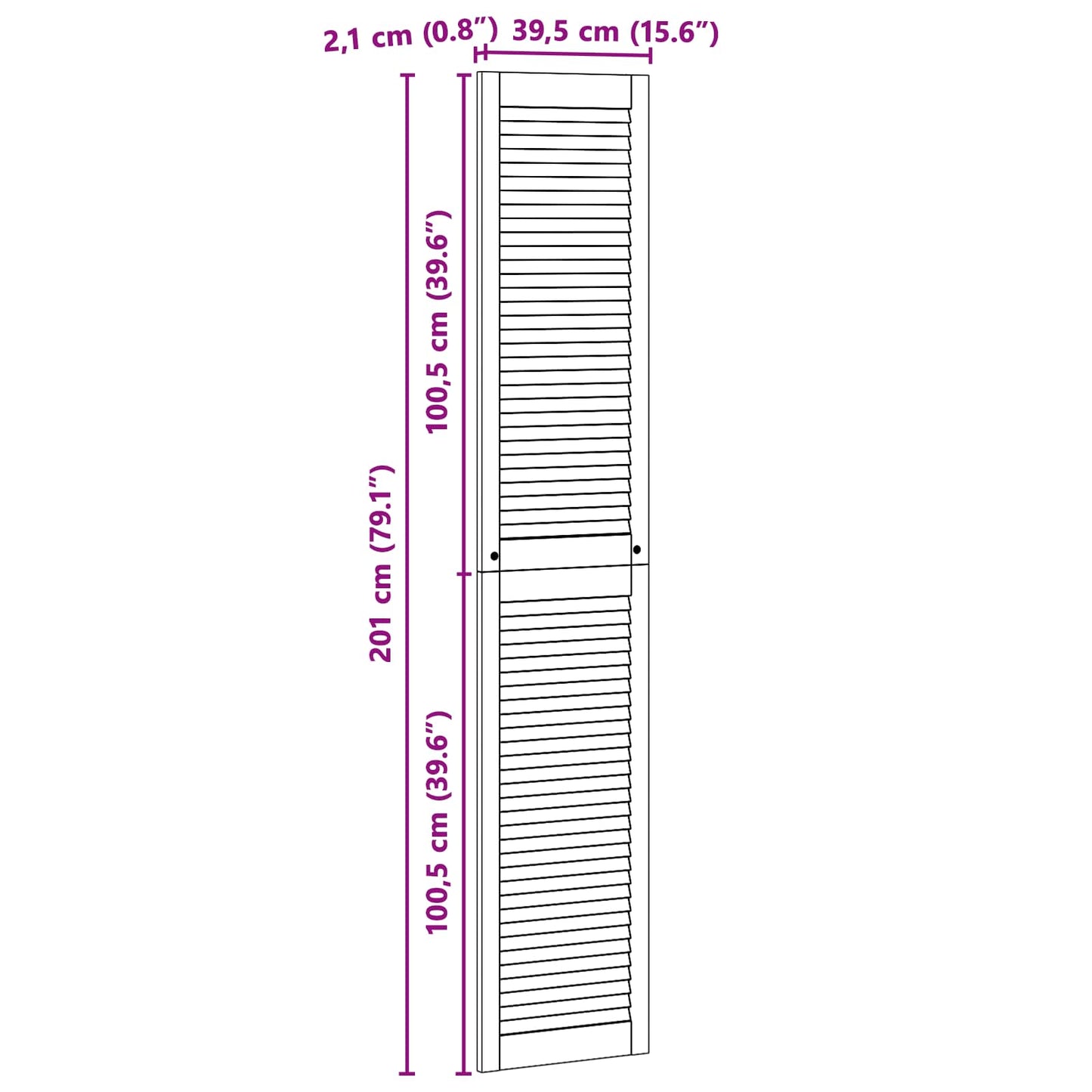 vidaXL Schranktür 4 pcs Natur 201 x 2,1 x 39,5 cm Massives Kiefernholz