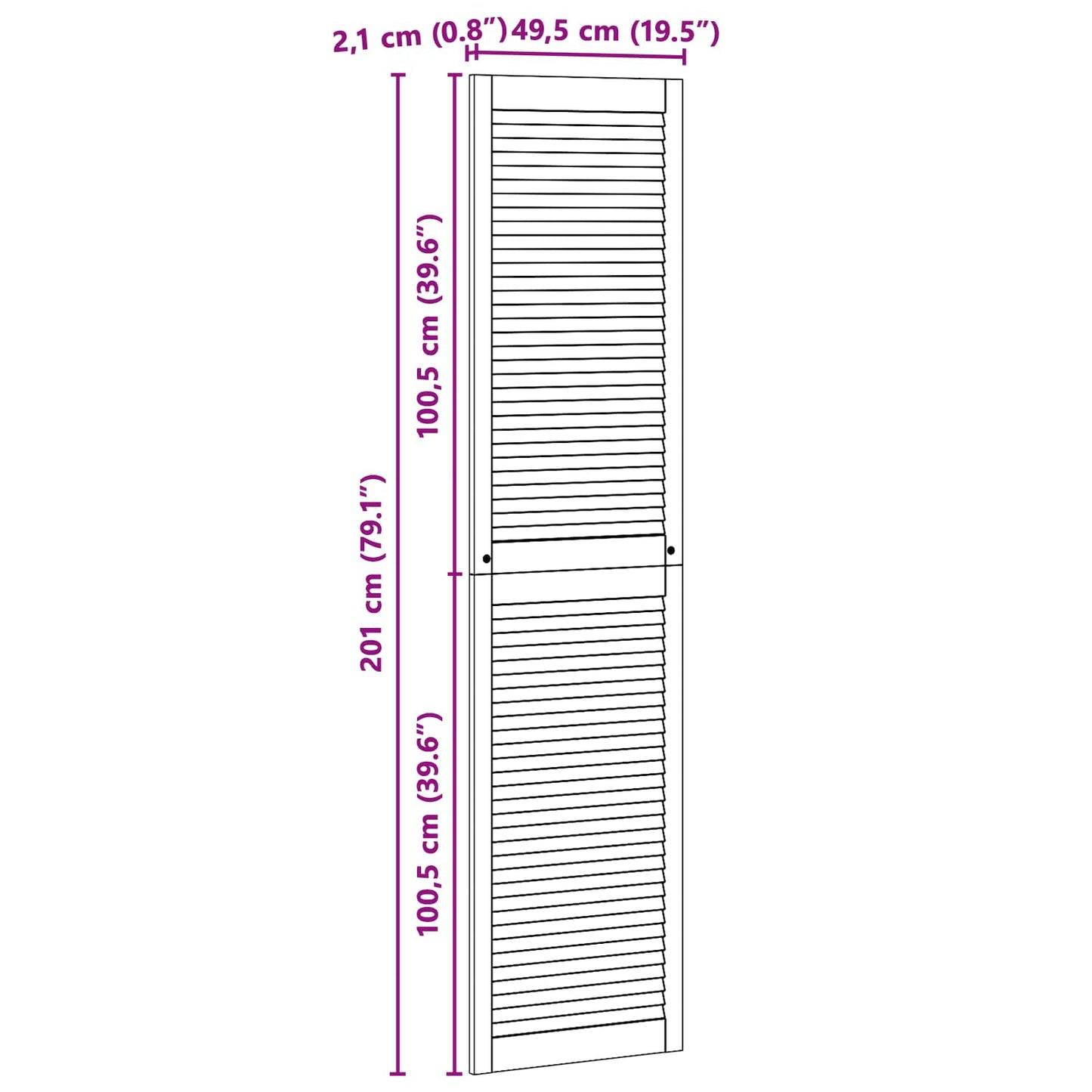 vidaXL Schranktür 4 pcs Natur 201 x 2,1 x 49,5 cm Massives Kiefernholz