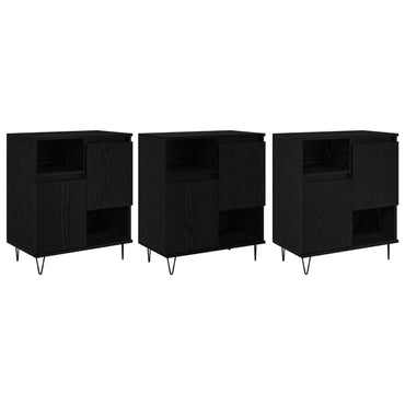 vidaXL Sideboard 3 pcs Schwarz Eichen-Optik 60 x 35 x 70 cm