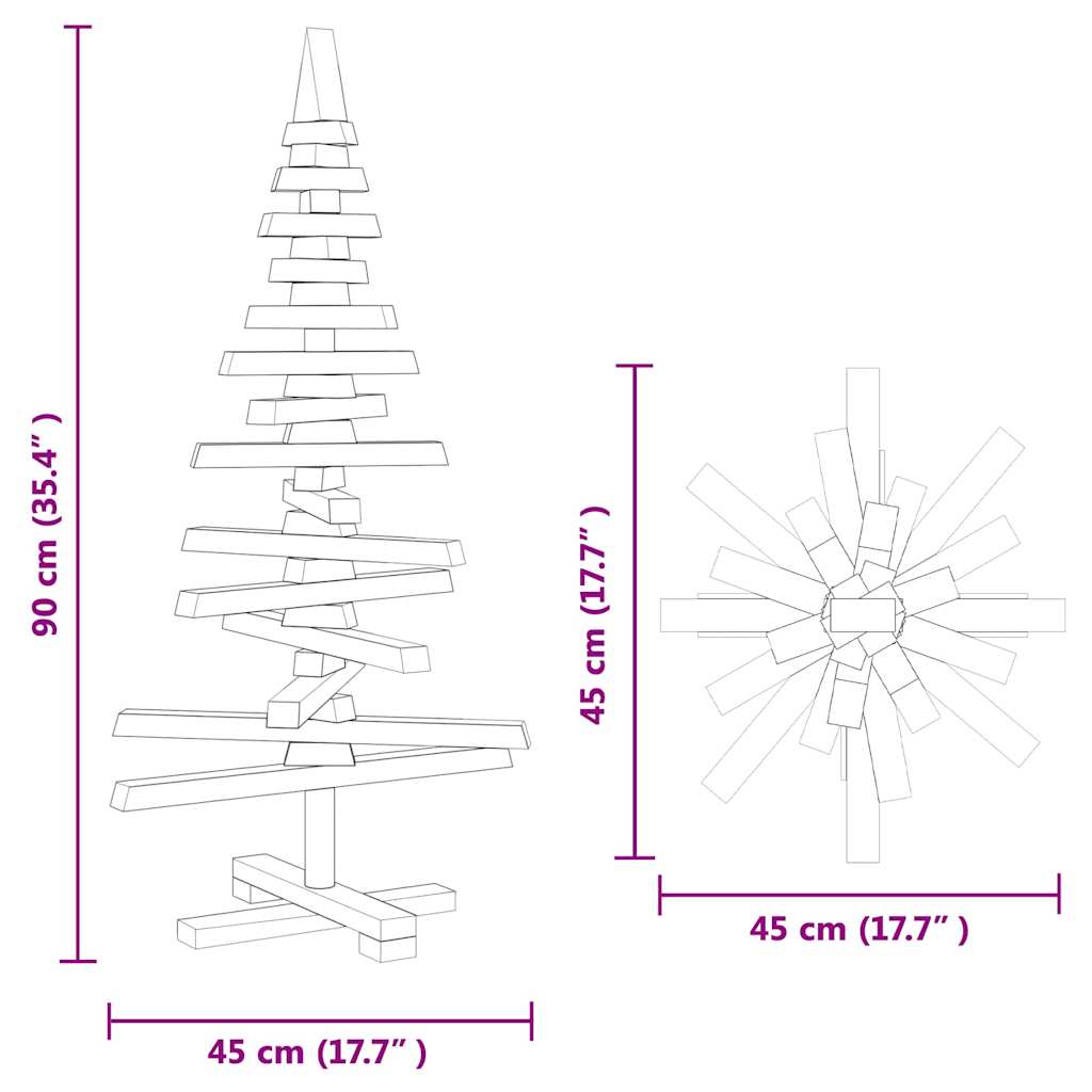 vidaXL Holz Weihnachtsbaum mit Ständer Braun 90 cm Massivholz Kiefer