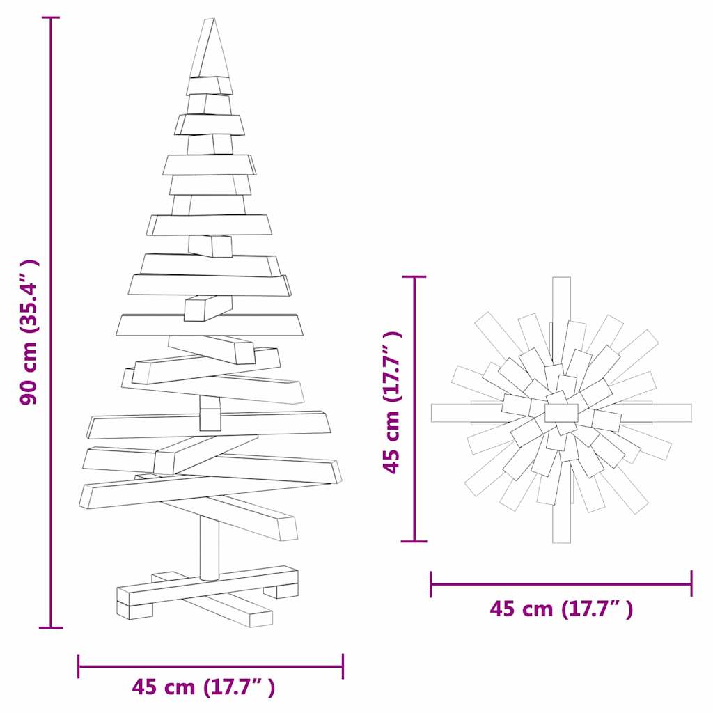 vidaXL Weihnachtsbäume mit Ständer Braun 90 cm Massivholz Kiefer