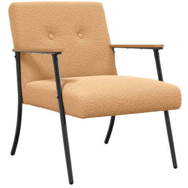 vidaXL Sessel Beige 59 x 75 x 78 cm Lockiger wollähnlicher Stoff