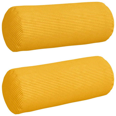 vidaXL Bolsterkissen 2 Stück Helles Gelb Ø 15 x 40 cm Cordstoff