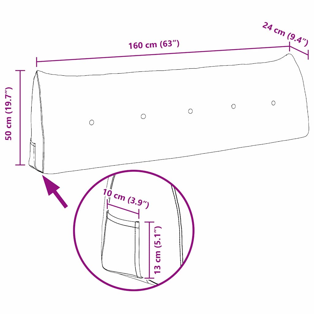 Rückenkissen Dunkelgrün 160 x 24 x 50 cm Samt