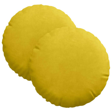 vidaXL Sitzkissen 2 Stück Gelb Ø 30 x 13 cm Samt
