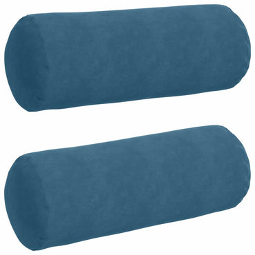 vidaXL Bolsterkissen 2 Stück Blau Ø 25 x 70 cm Cordstoff