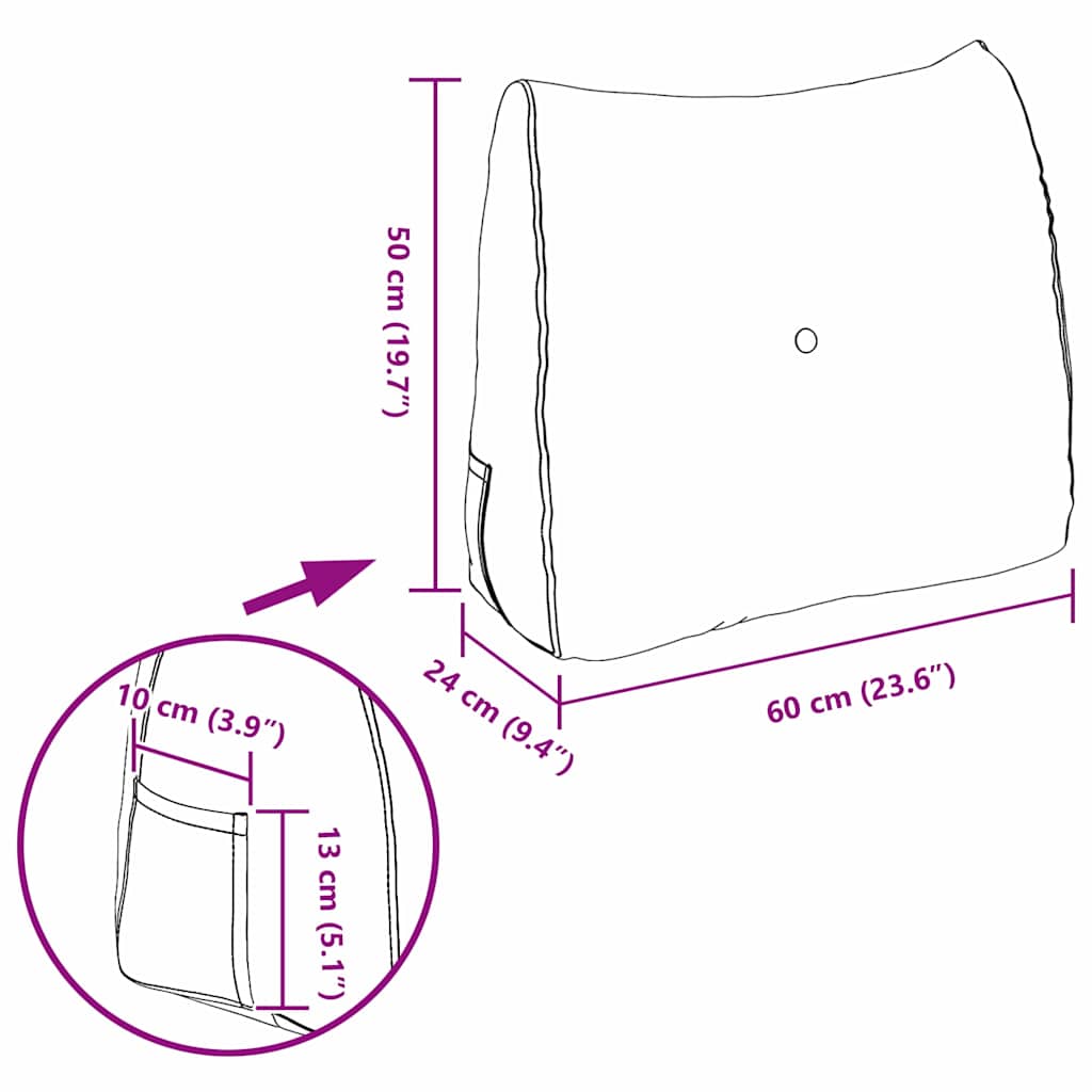 Rücken Kissen Gelb 60 x 24 x 50 cm Samt