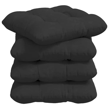 vidaXL Coussins de chaise 4 pcs Noir 40 x 40 cm Tissu microfibre