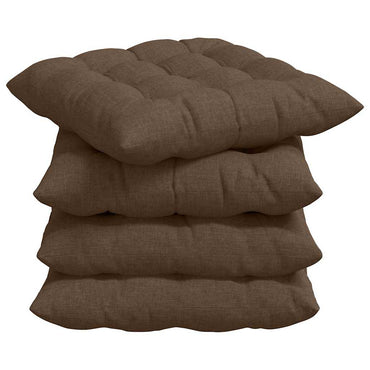 vidaXL Sitzkissen 4 pcs Braun 40 x 40 x 6 cm Stoff