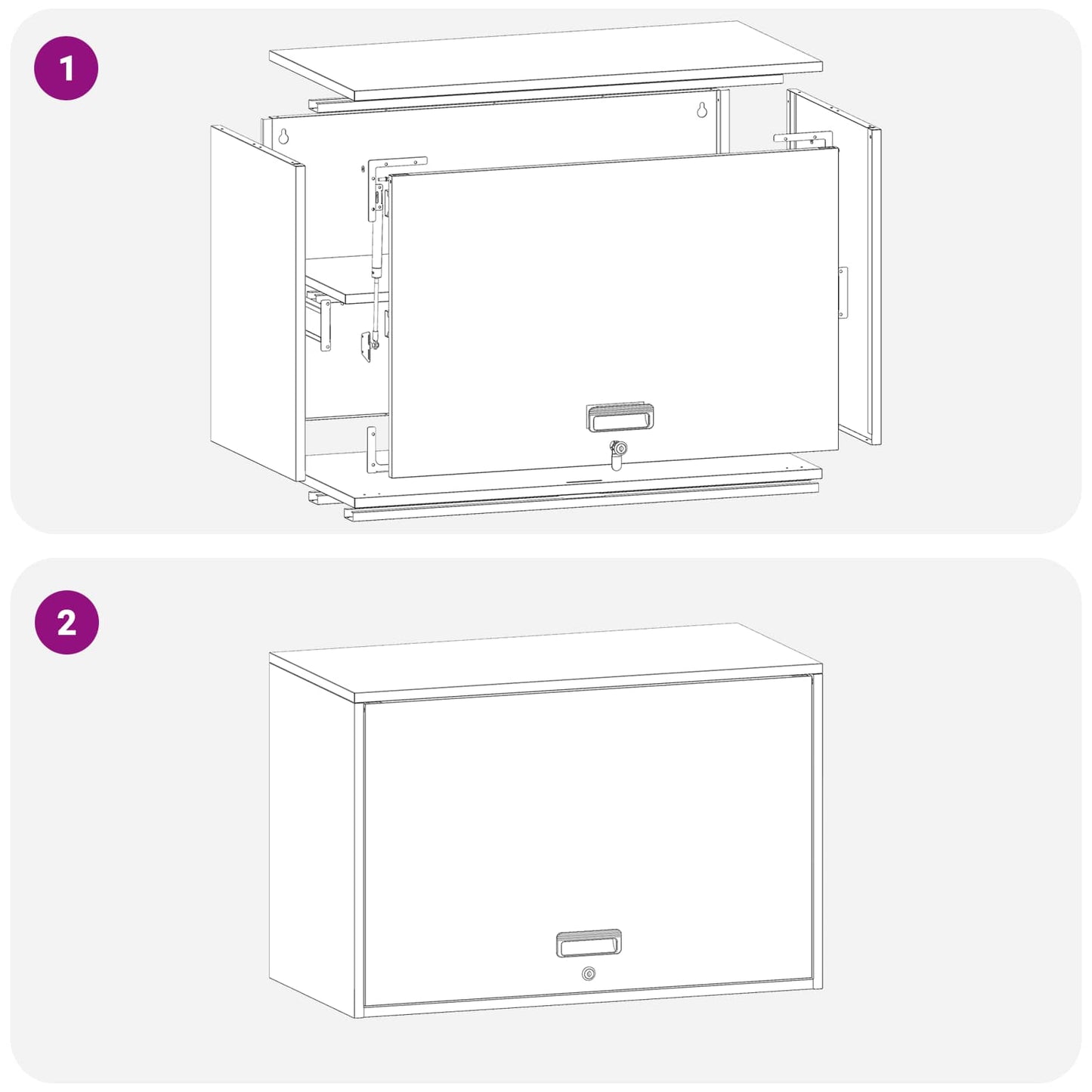 vidaXL Wandschrank für die Garage mit Gasdrucklift-Tür Weiß