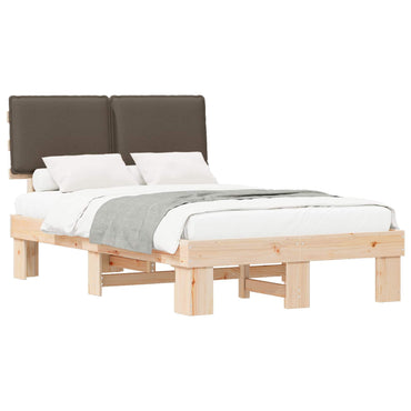 vidaXL Bettgestell mit gepolstertem Kopfteil Taupe 120 x 200 cm