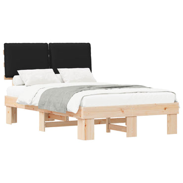 vidaXL Bettgestell mit gepolstertem Kopfteil Schwarz 120 x 190 cm