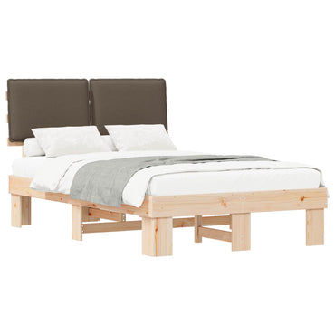 vidaXL Bettgestell mit gepolstertem Kopfteil Taupe 120 x 190 cm