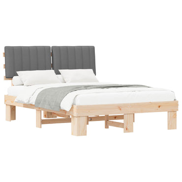 vidaXL Bettgestell mit gepolstertem Kopfteil Hellgrau 135 x 190 cm