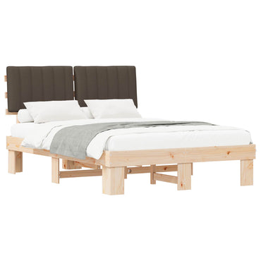 vidaXL Bettgestell mit gepolstertem Kopfteil Taupe 135 x 190 cm