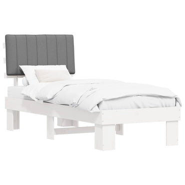 vidaXL Bettgestell mit gepolstertem Kopfteil Hellgrau 75 x 190 cm