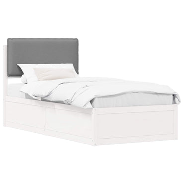 vidaXL Bettgestell mit gepolstertem Kopfteil Hellgrau 75 x 190 cm