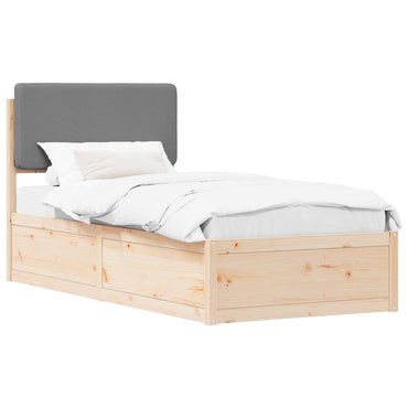 vidaXL Bettgestell mit gepolstertem Kopfteil Hellgrau 75 x 190 cm
