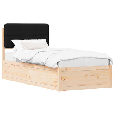 vidaXL Bettgestell mit gepolstertem Kopfteil Schwarz 75 x 190 cm