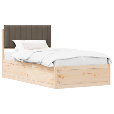 vidaXL Bettgestell mit gepolstertem Kopfteil Taupe 100 x 200 cm